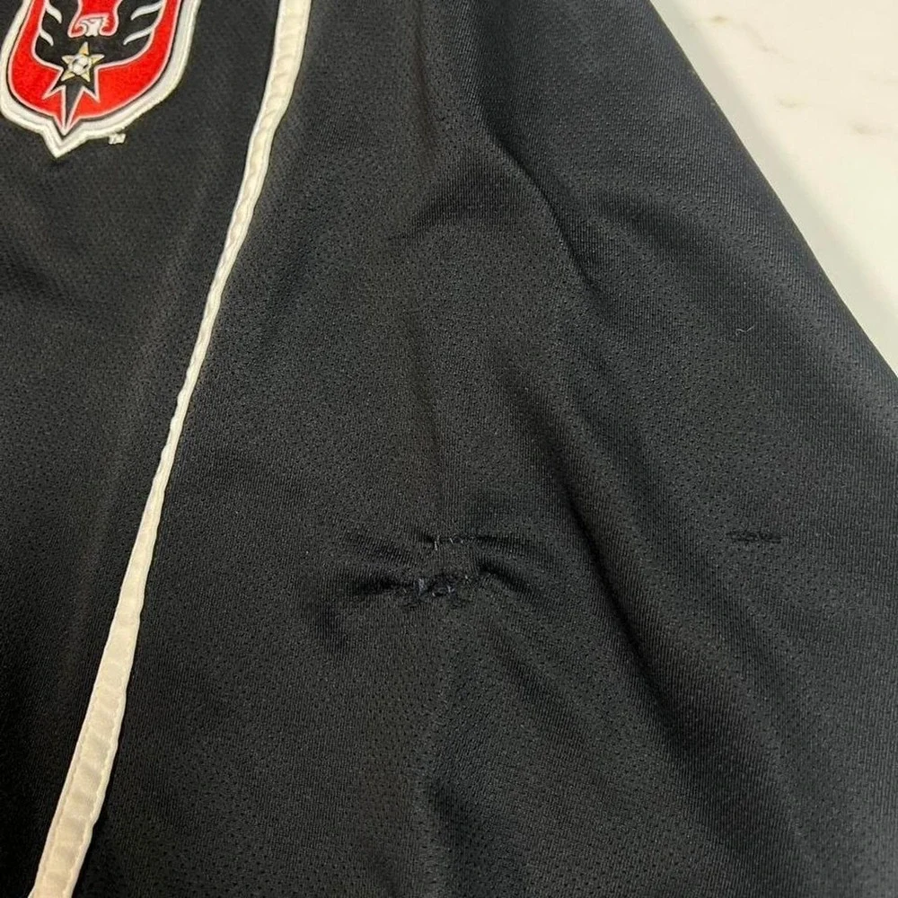 Adidas Track Jacket Mens Large DC United MLS Soccer Black Red Full Zip